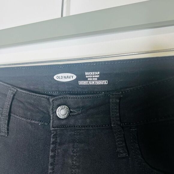 Old Navy Rockstar Super Skinny High Rise Secret Slim Pockets Black Jeans Sz 10 - Picture 3 of 7